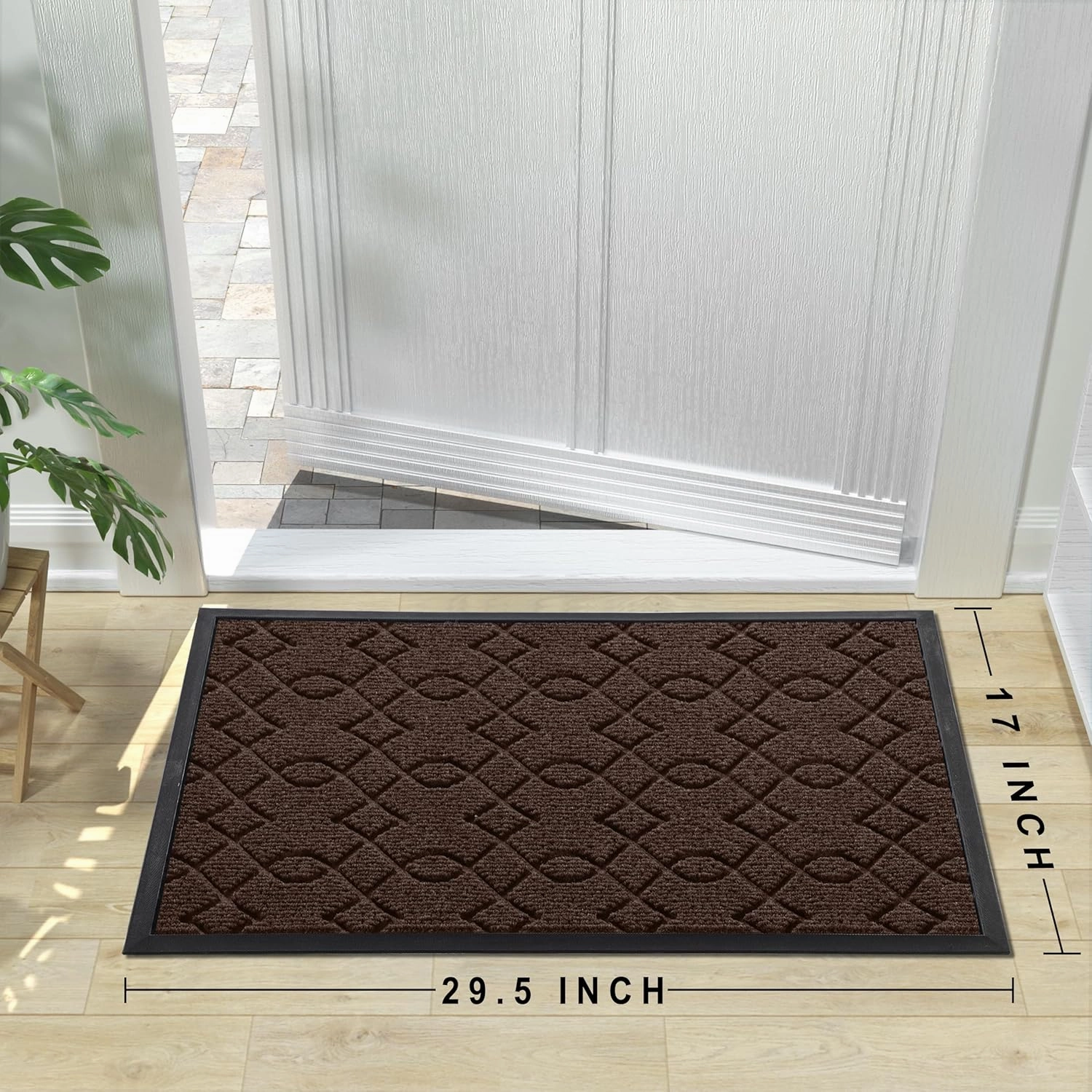 Yimobra Front Door Mat Outdoor Indoor, 29.5x17 All-Season Heavy Duty Door Mats Outside Entrance, All-Weather Heavy Duty Outdoor Welcome Mat, Non Slip Porch Patio Entrance Mat, Coffee