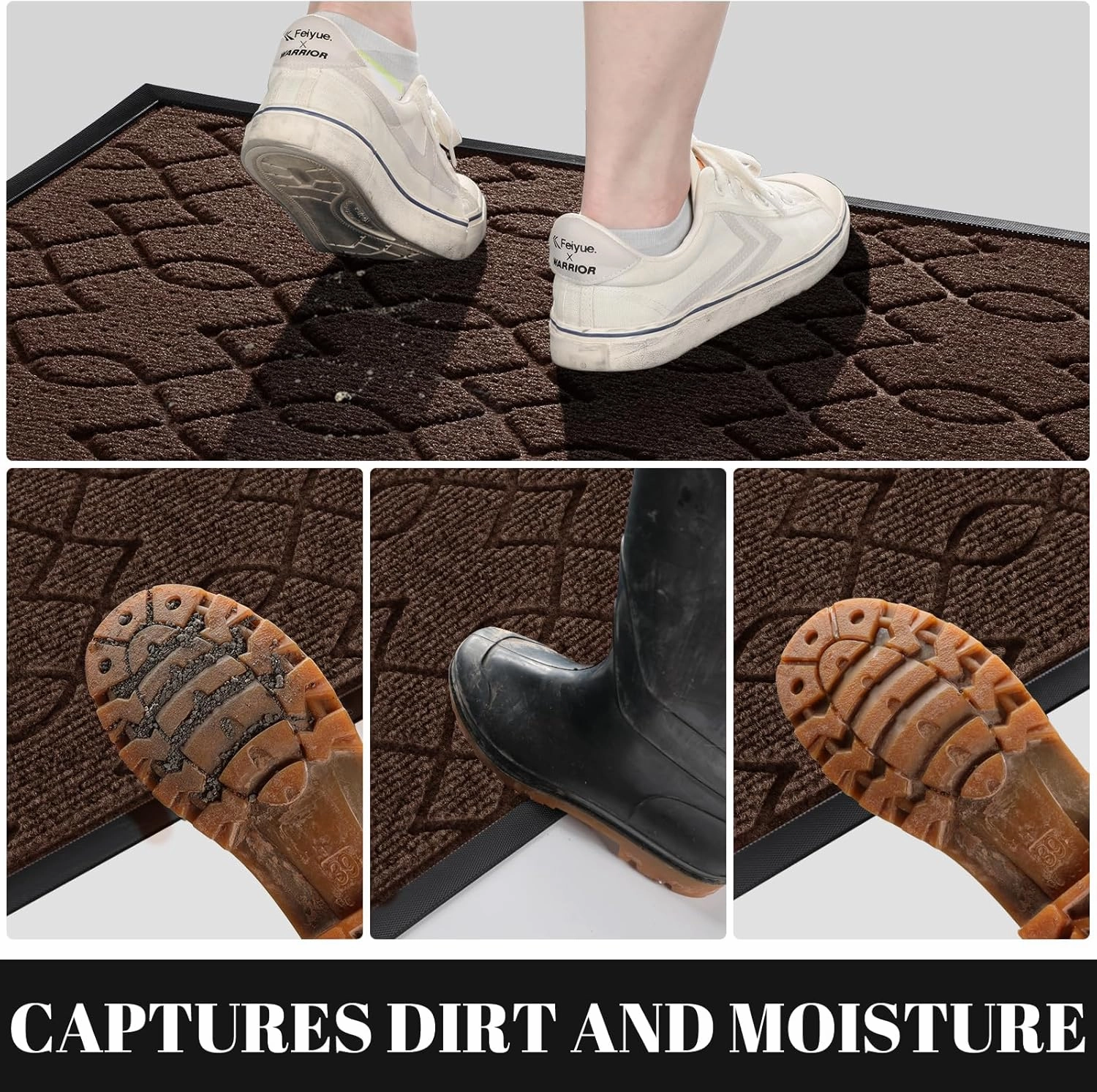 Yimobra Front Door Mat Outdoor Indoor, 29.5x17 All-Season Heavy Duty Door Mats Outside Entrance, All-Weather Heavy Duty Outdoor Welcome Mat, Non Slip Porch Patio Entrance Mat, Coffee