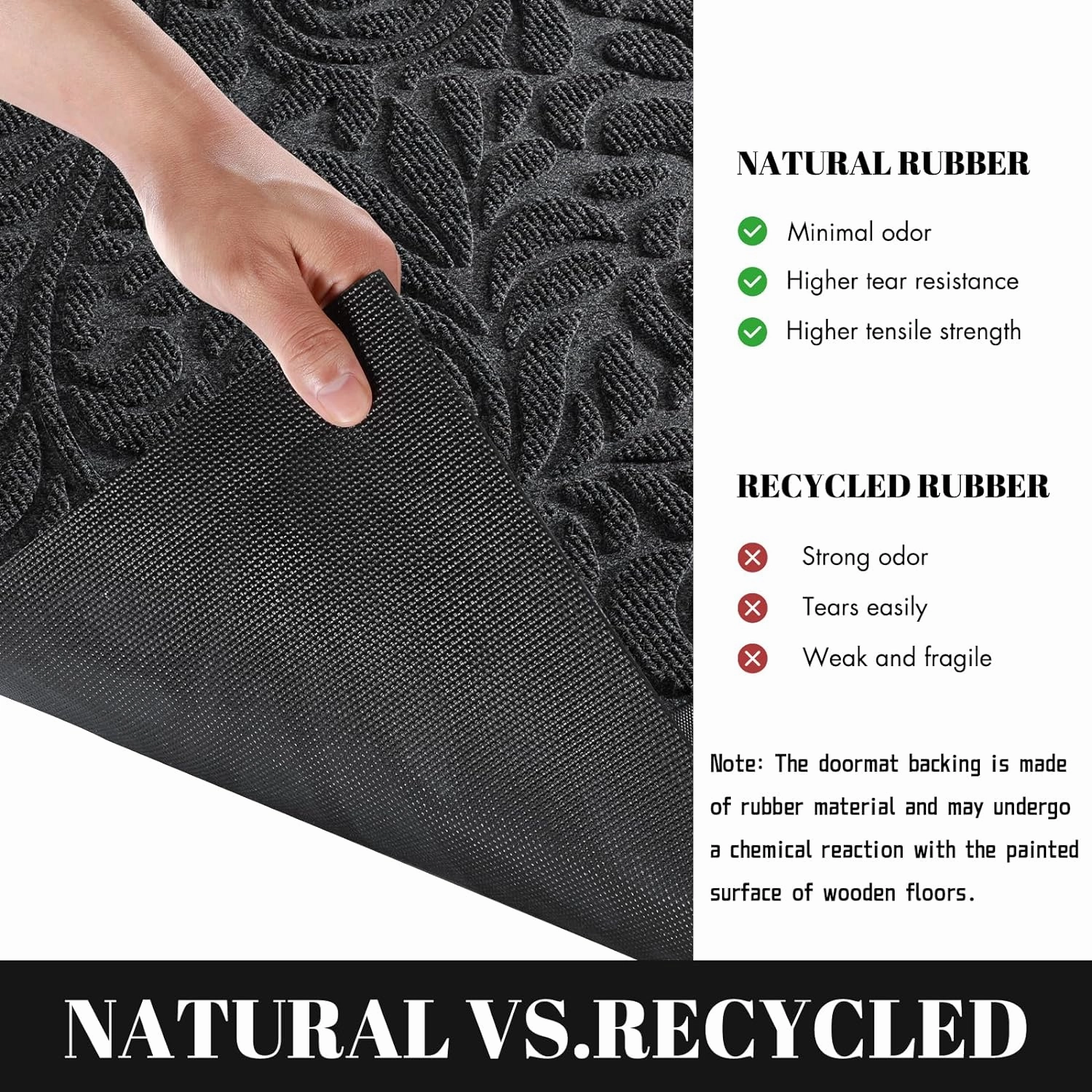 Yimobra Sturdy Door Mat, Heavy Duty Front Welcome Mats for Home Entrance Outdoor Indoor, Doormat for Outside Back Patio Floor Entry Porch Garage Office, Weather Resistant Easy Clean, 47 x 24, Grey