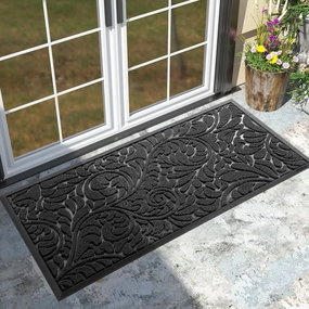 Yimobra Sturdy Door Mat, Heavy Duty Front Welcome Mats for Home Entrance Outdoor Indoor, Doormat for Outside Back Patio Floor Entry Porch Garage Office, Weather Resistant Easy Clean, 47 x 24, Grey