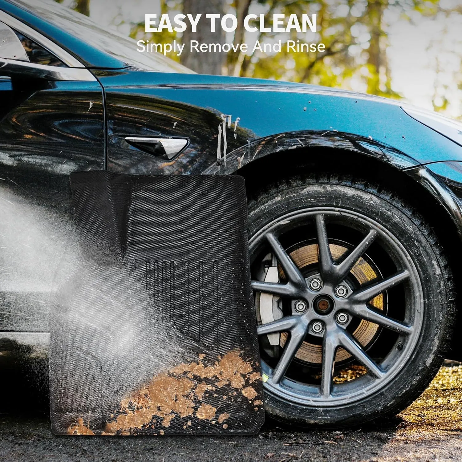 YITAMOTOR Floor Mats Compatible with Tesla Model Y 2020-2024 2025 5 Seater (Not Fit Model Y Juniper) Full Set, All-Weather Cargo Liners Rear Cargo Automotive Accessories