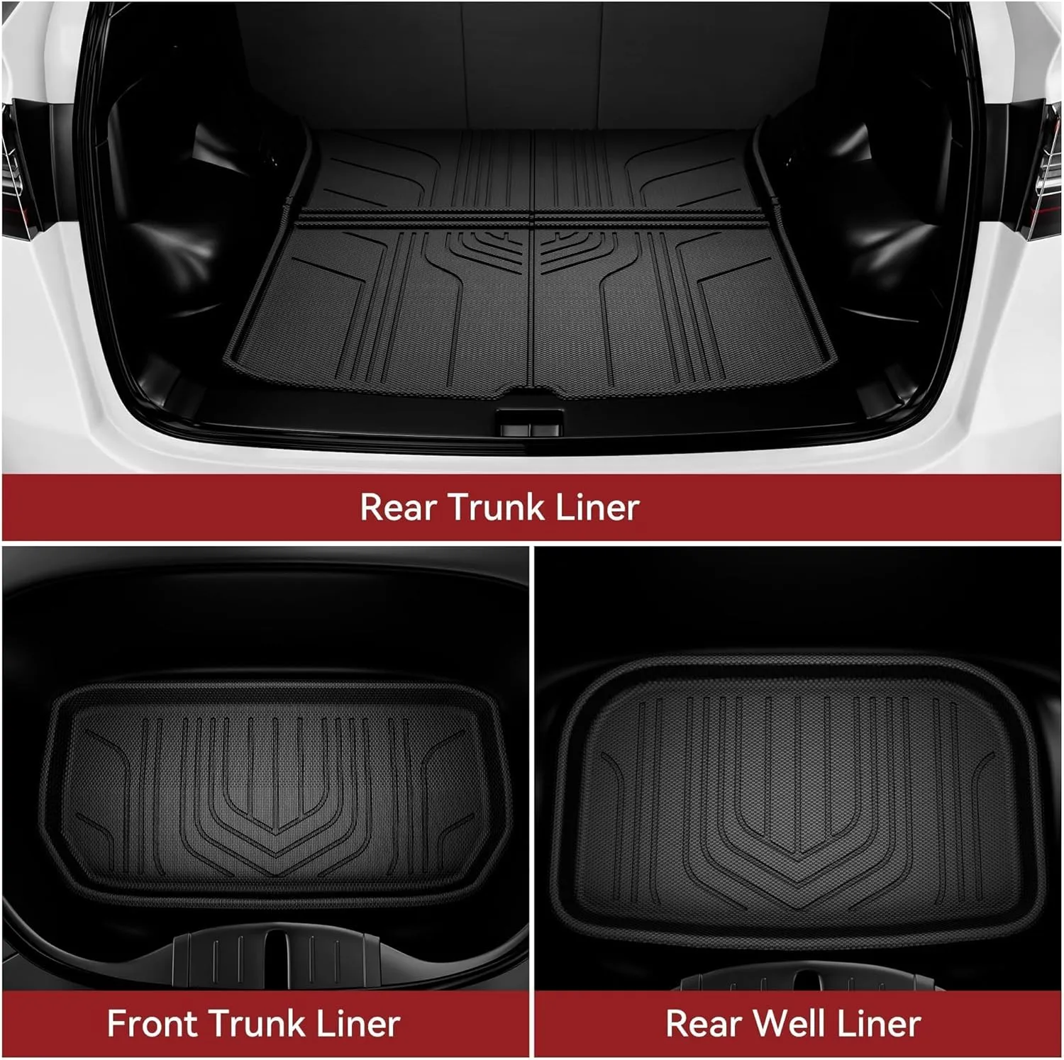 YITAMOTOR Floor Mats Compatible with Tesla Model Y 2020-2024 2025 5 Seater (Not Fit Model Y Juniper) Full Set, All-Weather Cargo Liners Rear Cargo Automotive Accessories