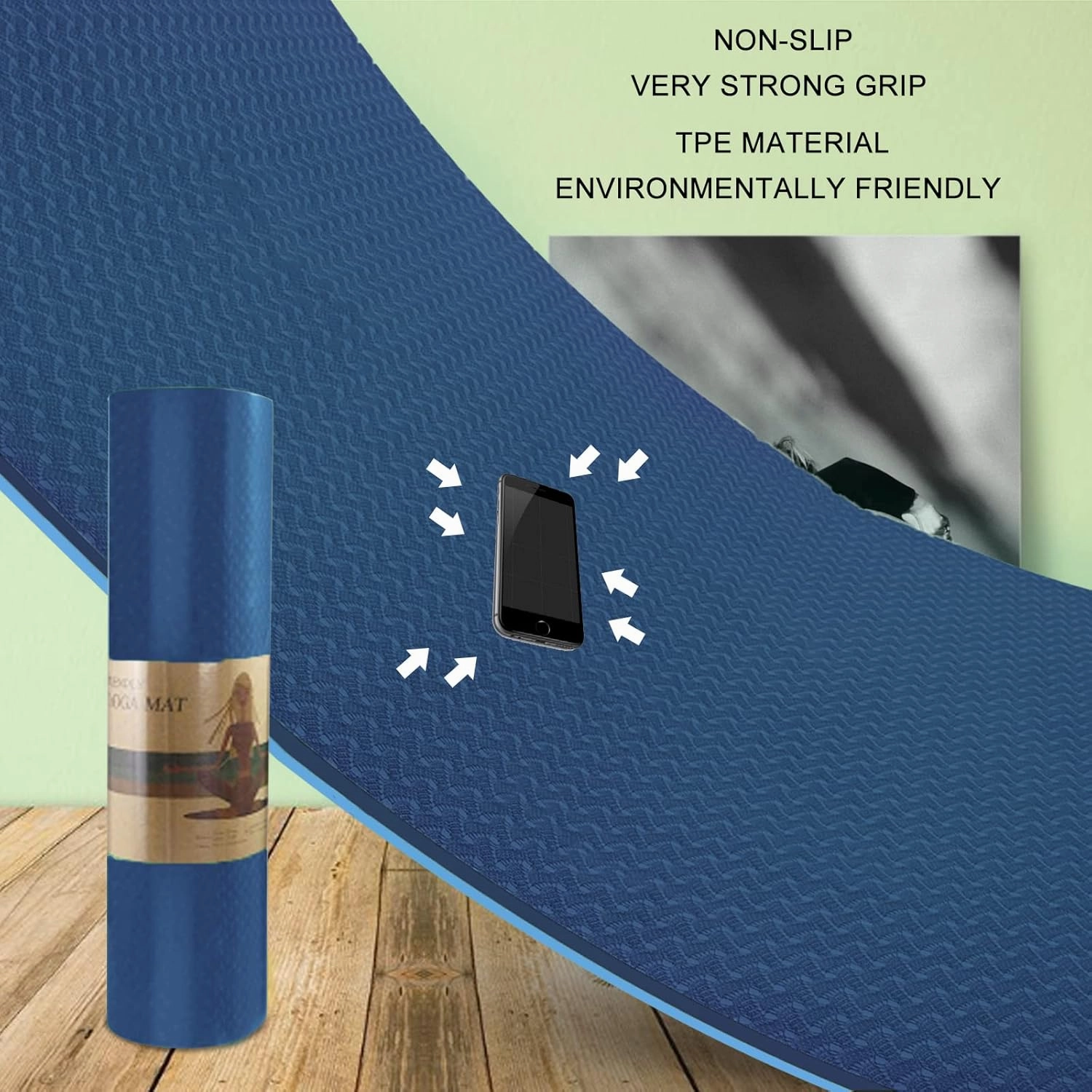Yoga Mat 1/3 inch QMKGEC Exercise Mats 8mm TPE Non-Slip Extra Thick High-Density Eco Friendly for Yoga Workout Pilates Yoga Mats for Women Men