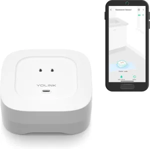 YoLink Water Leak Detector 4 with 105dB Audio Alarm, Freeze Warning, App Push, Email Alerts and Limited Text - Smart Water Sensor Alarm w/ Alexa, IFTTT - 1/4 Mile Long Range, Hub Required