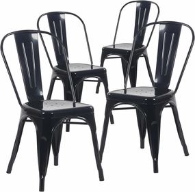YOUNIKE Metal Dining Chairs Set of 4 with Removable Back Cafe Side Chairs with Rubber Feet Stylish and Modern Chairs for Kitchen Dining Rooms and Side Bar, Obsidian Black