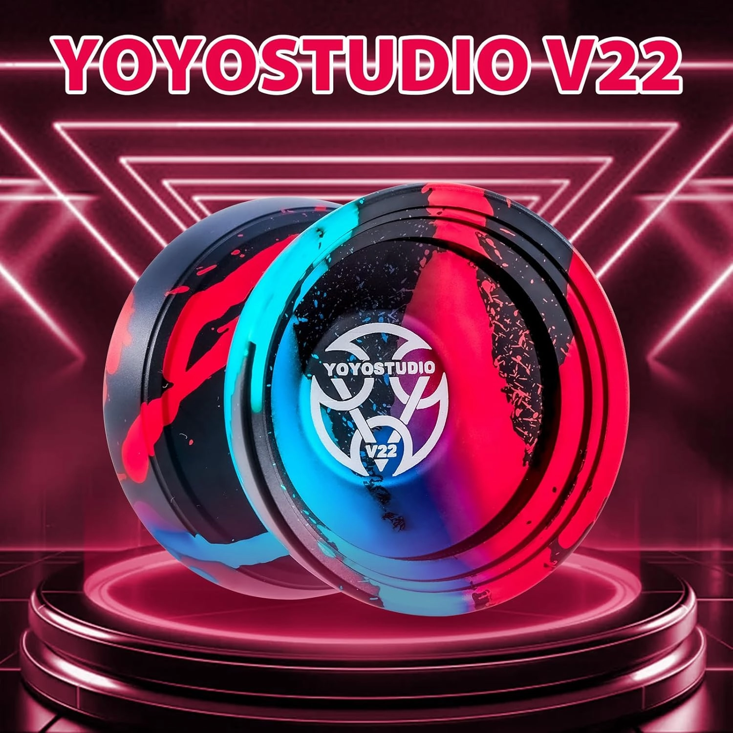 Yoyo V22 - Trick Yoyos Professional Responsive Yoyo for Kids 8-12 Unresponsive Yo Yo for Adults, Professional Yoyos with Accessory Kit, 10 Yo-Yo Strings, Case & Glove - Black Blue Red