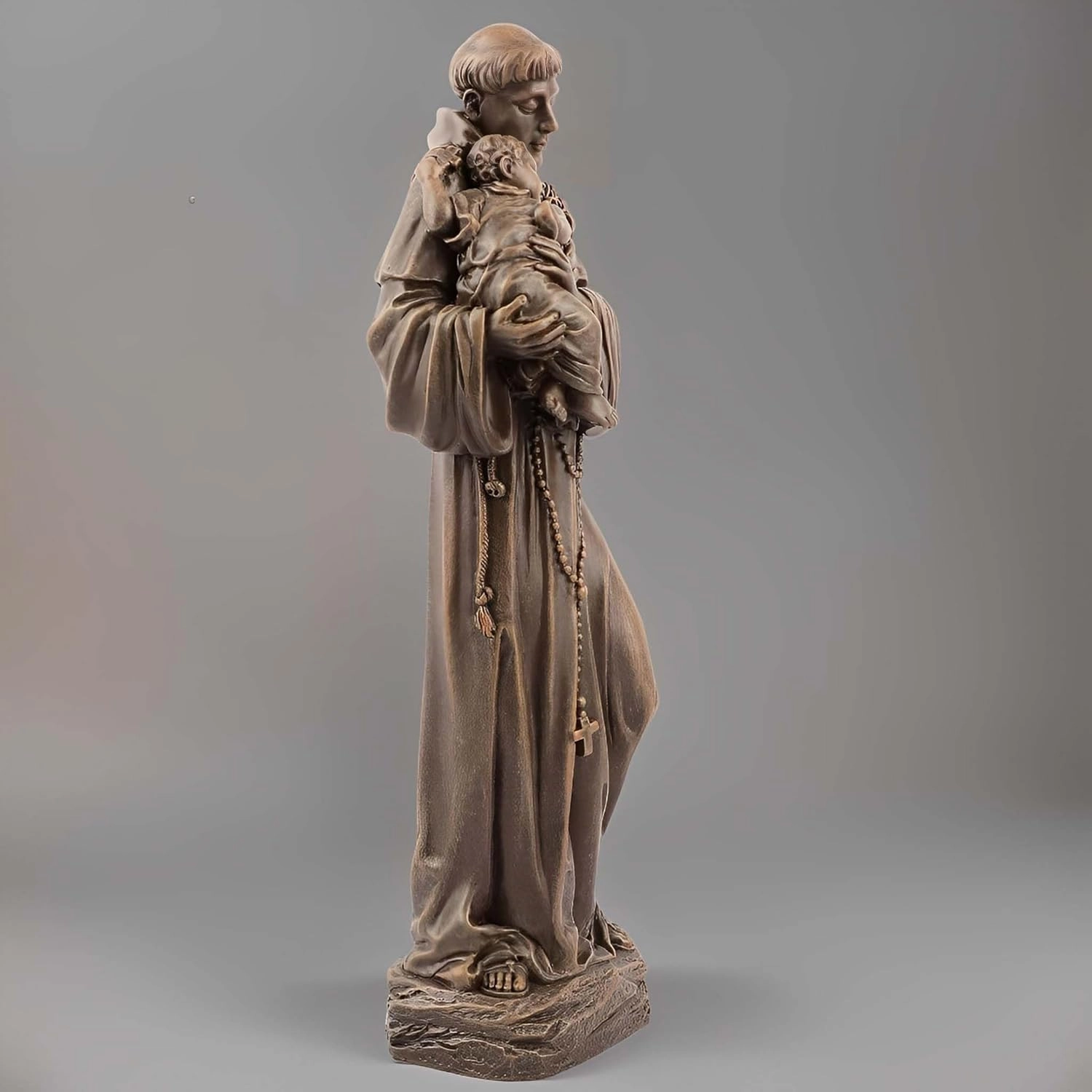 Yu Yan Creative Home Gifts.Catholic Saint Anthony Statue, Blessed Statue, Religious Gift, Inspiring Home Decor, 12.28" Tall, Handmade Renaissance Sculpture (Bronze)