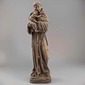 Yu Yan Creative Home Gifts.Catholic Saint Anthony Statue, Blessed Statue, Religious Gift, Inspiring Home Decor, 12.28" Tall, Handmade Renaissance Sculpture (Bronze)