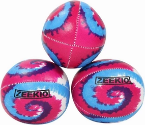 Zeekio Tie Dye Festival Juggling Balls - [Set of 3] 6-Panel Balls, Millet Field, 120g Each, Pink/Blue/White Swirl