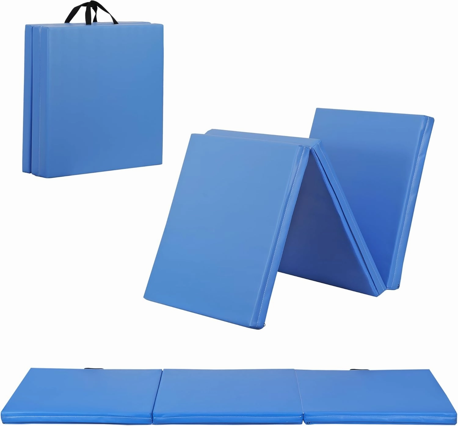 ZENY 2’’ Thick Tri-fold Folding Gym Exercise Mat Extra Thick Gymnastics Mat Tumbling Mat with Carrying Handles for Home Workout, Core Workouts, Stretching, MMA, Yoga