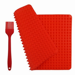 ZESGOOD SILICONE NON-STICK HEALTHY COOKING BAKING MAT WITH AN EXTRA OIL BRUSH , 15.8" × 11.4", RED