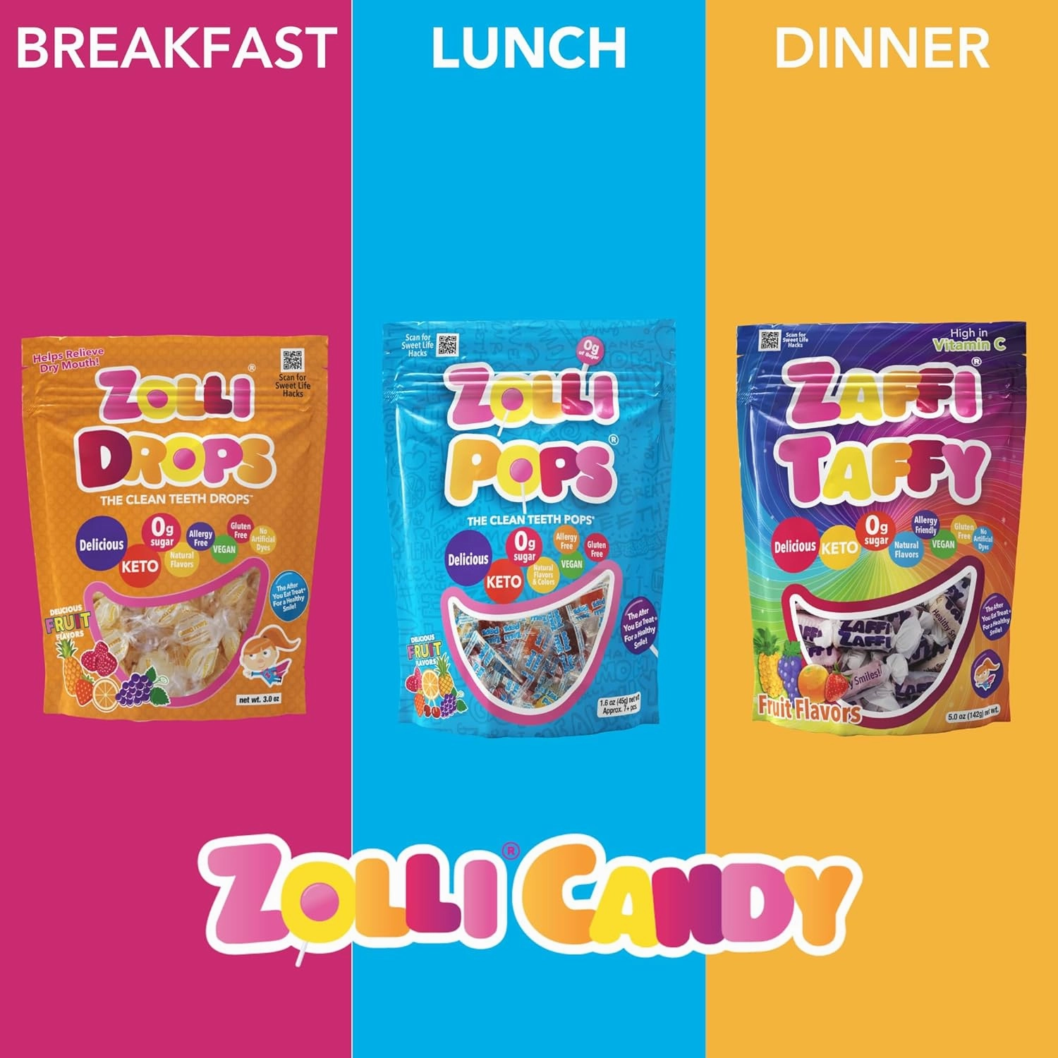 Zollipops Clean Teeth Lollipops, Anti-Cavity, Sugar-Free Candy in Assorted Flavors - Great for Kids, Diabetics, and Keto Diet, 126 Count, 29 oz