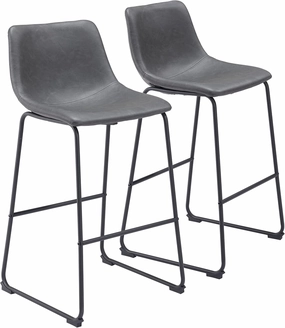 Zuo Modern Smart Bar Chair (Set of 2), Charcoal, Matte Black